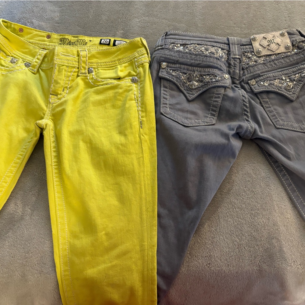Miss Me Yellow and Gray Skinny Jeans
